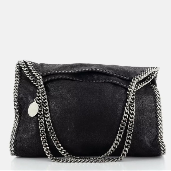 Stella McCartney Handbags - Stella McCartney Black Falabella Shaggy Deer Faux Leather Silver Chain Tote Bag